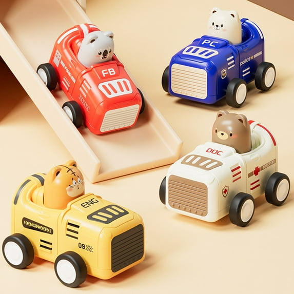 Viflosae Push Toys for 1 Year Old Transparent Gear Car Press Toy Car Pull Back Toy Car Boy Stall Toy Toddler Educational Toy Birthday Gifts for Girls