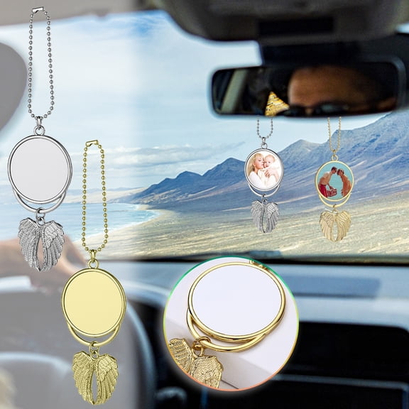 Viflosae Rearview Mirror Hanging Accessories Car Rear View Mirror Accessories Angel AlloyPendant Car Pendant Can Hold Photo Gift Decorations
