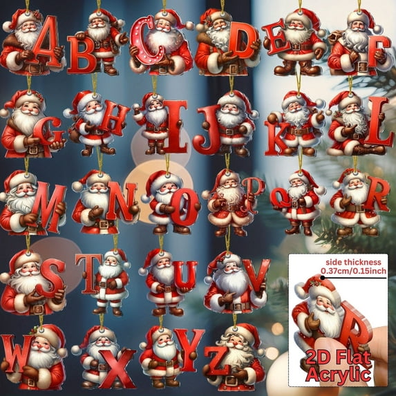 Viflosae Red and White Christmas Decorations Christmas Flat 2D Letter Ornament for Tree and Car Hanging for Year-Round Christmas Displays and Collections