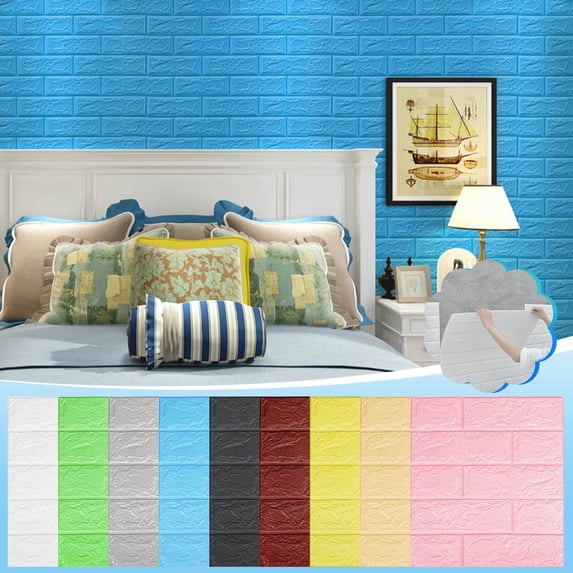 Viflosae Removable Wallpaper Peel and Stick Wallpaper DIY 3D Brick PE Foam Wallpaper Panels Room Decal Stone Decoration Embossed
