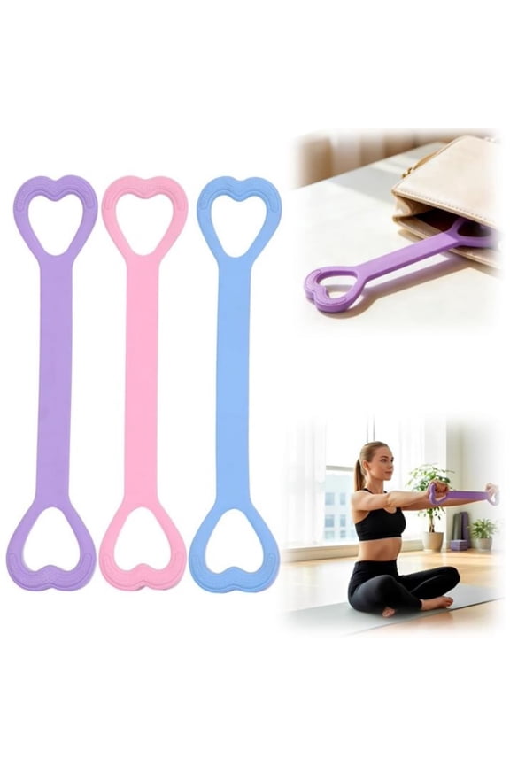 Resistance Bands 8-Shaped Tension Rope Open Back Design Elastic Resistance Band for Men and Women Workout Training Stretching Home Gym Exercise Equipment Random Color