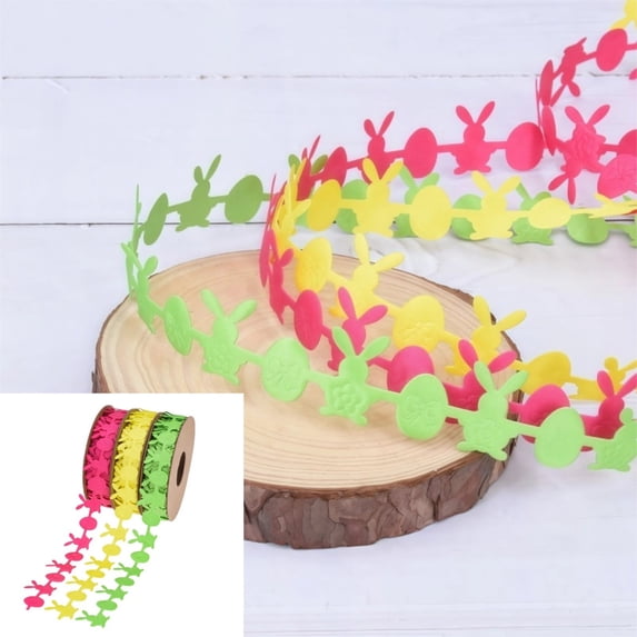 Viflosae Ribbon Satin Ribbon Ribbon Easter Carrot Rabbits Colored Egg Ribbon Easter Ambiance Gift Packaging Bow Material Spring Ribbon