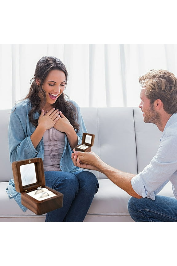 Ring Box Jewelry Box Wooden Ring Box Engagement Ring Box With 2 Slot Wedding Ring Box For Ring Elegant And Retro Ring Box For Wedding Proposal Valentines Day Gifts for Her