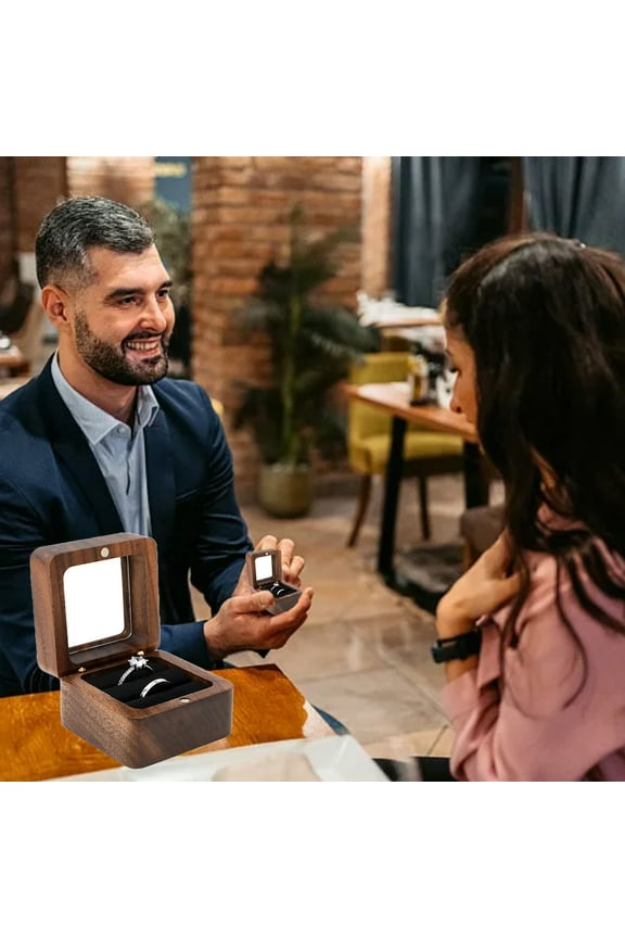 Ring Box Jewelry Box Wooden Ring Box Engagement Ring Box With 2 Slot Wedding Ring Box For Ring Elegant And Retro Ring Box For Wedding Proposal Valentines Day Gifts