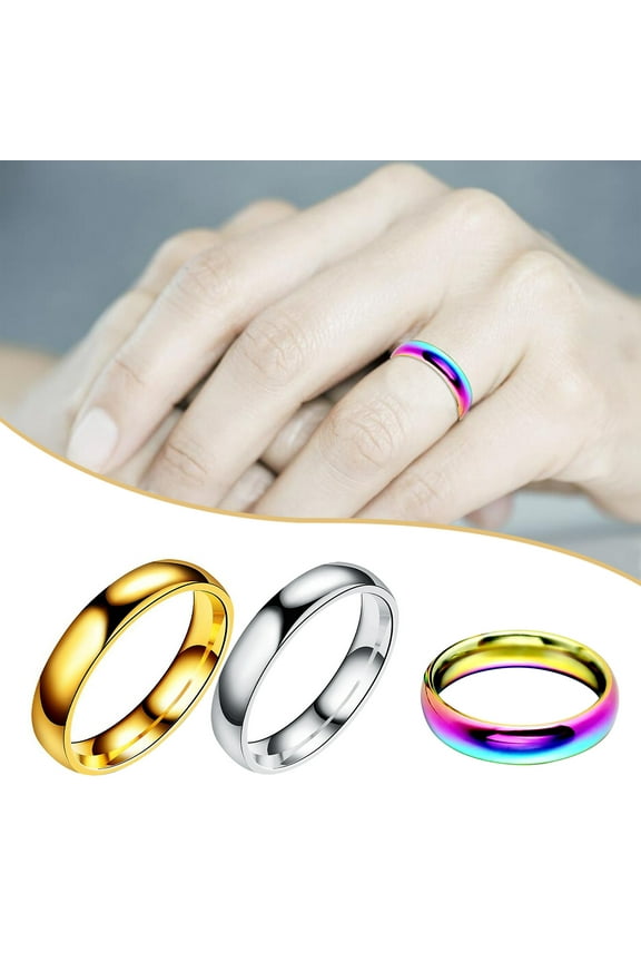 Ring Ring Couple Ring 4mm Stainless Steel Titanium Steel Band Size 5 to 12 Matching Jewelry