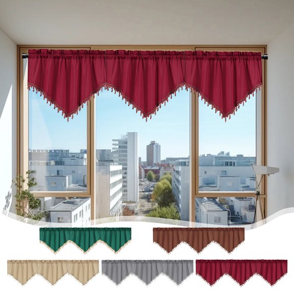 Viflosae Blackouts Curtains for Bedroom Curtains Short Curtains Solid Color Curtains Triangular Curtains Household Curtains Small Curtains Through Rod Curtains Window Curtains Gray