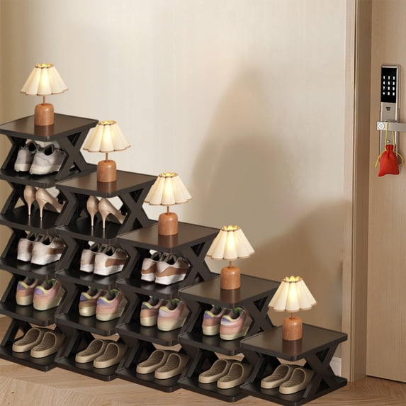 Viflosae Shoe Rack for Closet Plastic Removable and stackable Shoe Rack Simples and Space Saving Storage Rack Home Shoe Cabinet Dormitory Shoe Rack No Installation Required