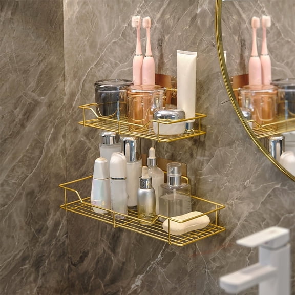 Viflosae Shower Caddy Hanging Shower Organizer Hanging Scandinavia-style Gold-colored Toothbrush and Toothpaste Rack Towel Rack Bathroom Shelf and Bathroom Toiletries Organizer