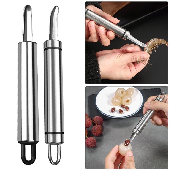 Viflosae Shrimp Peeler and Deveiner Tool Multifunctional Longan Core Removal Device Large Shrimp Back Cutting Knife Shrimp Brain Digging Tool Stainless Steel Shrimp Stripping Device