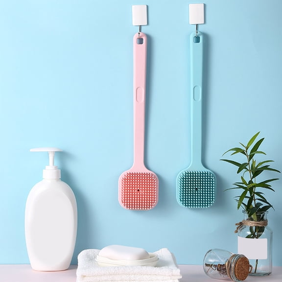 Viflosae Silicone Bath Brush Long Handle Back Scrubber Massage Brush Soft Body Cleaning Tool for Shower Spa Exfoliating Comfortable Grip for Adults Kids