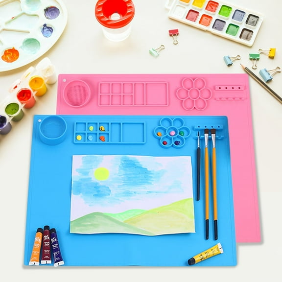Viflosae Painting Mat Children's Art Drawing Board Oil Painting Silicone Painting Pad Children's DIY Graffiti Clays Painting Silicone Pad Erasable and Washable 20x16in