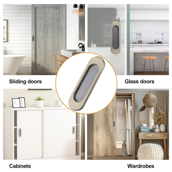Viflosae Sliding Door Handle Flat Recessed Embedded Adhesive Pull Handle Easy Install Cabinet Closet Drawer Replacement Invisible Modern Home Improvement for Bedrooms Kitchens Bathrooms