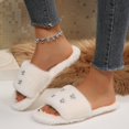 Toe Rhinestone Viflosae Slipers Faux Fur Rhinestone Open Toe Slide Slippers - Walmart.com