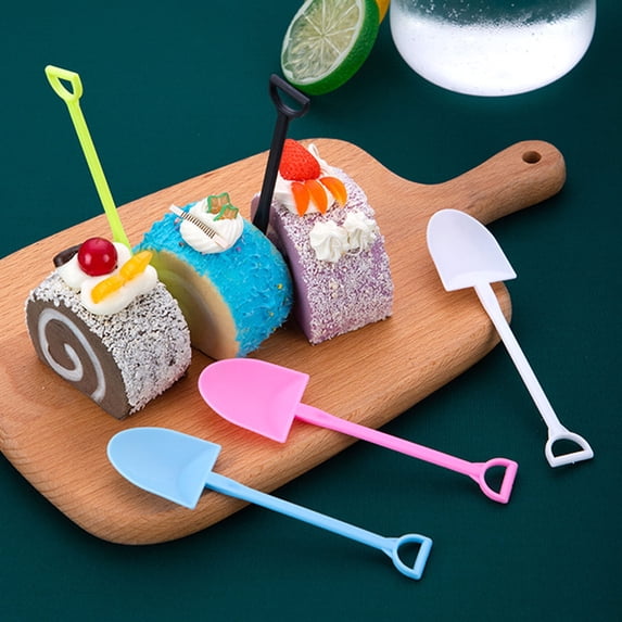 Viflosae Small Spoons Tablespoon 100 Pcs Plastic Ice Cream Spoons Mini Dessert Shovels Pudding Yogurt Spoons Shovel Shape Spoons for Potted Cake