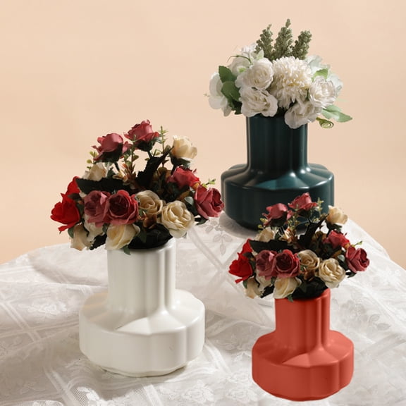 Viflosae Small Vases for Centerpieces Entry Way Table Home Decor Vase Plastic Vase Nordics Style Flower Pot Faux Ceramic Decorative Bowl For Fresh Or Dried Flowers Home Decor Centerpiece