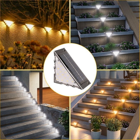 Viflosae Solar Lights Outdoor Decorative Solar Powered LED Step Lights Outdoor Waterproof Wall Mount Lights for Garden Patio Yard Stairs Walkway Fence Porch and Exterior Decoration