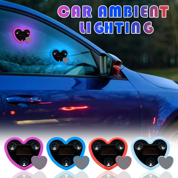 Viflosae Outdoor Solar Lights Outdoor Garden Decor Car Solar-powered Window Double Heart Light Car Interior Decorative Light Heart-shaped Neon Light