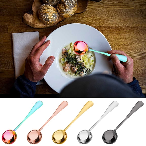 Viflosae Spoon Teaspoon 1PC 304 Stainless Steel Soup Spoons Flat Bottom Round Tip Table Spoons Durable Mirror Finish for Rice Cereal Ramen and Dinner Use