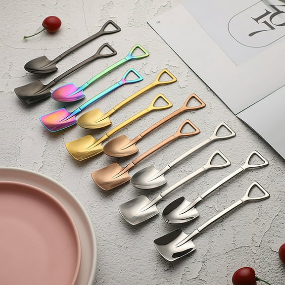 Viflosae Spoon Teaspoon Dessert Shovel Spoon Flat Pointed Cake and Ice Cream Server Spoon Stainless Steel Style for Watermelon Pudding Pastry Serving Use