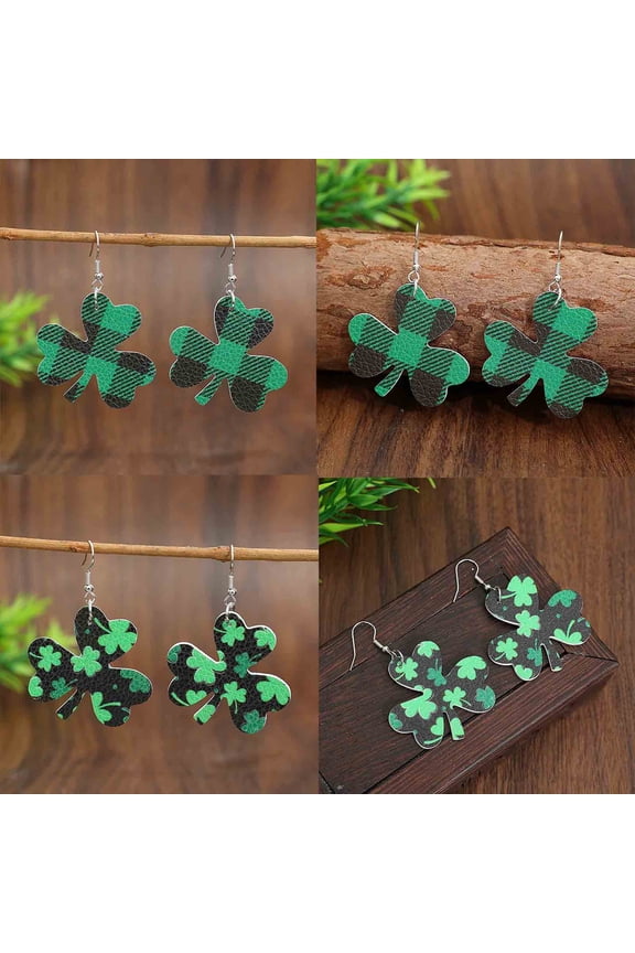 St Patricks Day St. Patrick's Day Leather Earrings St. Patrick's Day Green Leather Earrings Hat Green Earrings