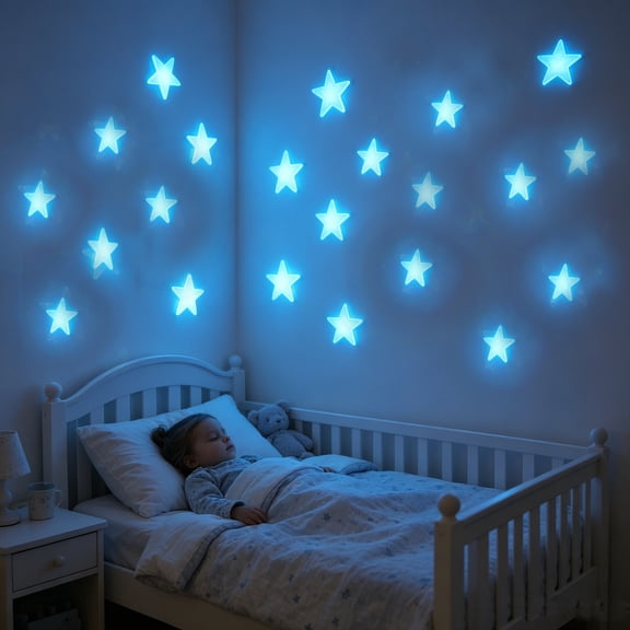 Viflosae Sticker Pack Water Bottle Stickers Glow in the Dark Star Stickers Fluorescent Wall Decals Luminous Night Ceiling Decor Adhesive Star Set for Bedroom Nursery Room Decor