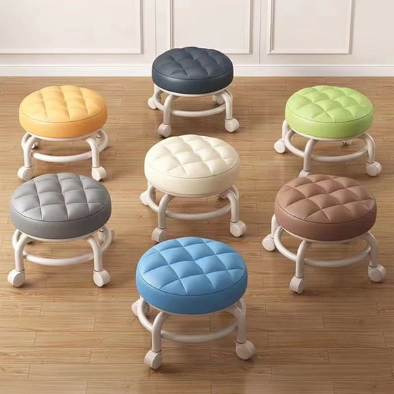 Viflosae Stool Foot Stools Small Wheeled Low Stool for Home Use Wheel Doorway Lazy Man Shoe Stool Multifunctional Seamstress Wheelchair Sitting Stool Small Stool