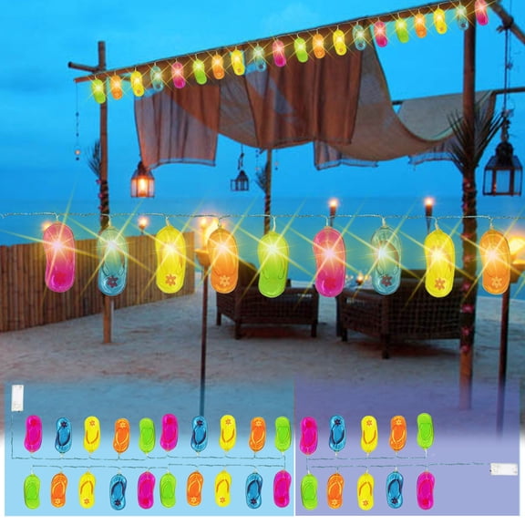 Viflosae String Lights for Bedroom Slipper String Lights, Summer Outdoor Patio Decorative Lights, Bedroom Room LED Lights, Hotel Summer Theme Decorative Lights, Beach Garden Slippers Decorative
