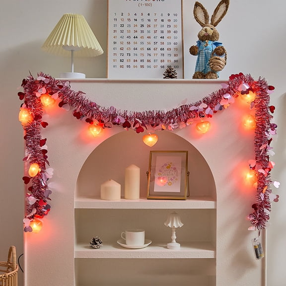 Viflosae Indoor String Lights Valentines Day Table Decor 78.7/157.4In Valentines's Day Heart Shape String Lights For Indoor Fireplace Decoration And Ambient Lighting