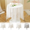 thumbnail image 1 of Viflosae Tablecloths Rectangular White Lace Tablecloth Embroidered Sheer Round Table Cover with A Hollowed-out Non-slide Devise Suitable for Daily Use In Home Restaurants and Cafes, 1 of 7