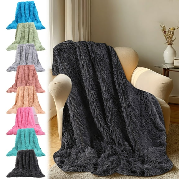 Viflosae Throw Blanket for Couch Plain Color Double-sided Velvet Window Blanket Bedside Bed Tail Blanket Double-layer Velvet Conditioning Blanket White Blanket Sofa Blanket Cover Blanket
