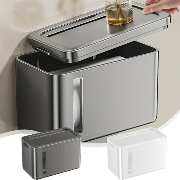 Viflosae Tissue Box Cover Square Bathroom Storage Shelves Toilet Tissue Box No Punching Shelf Bathroom Waterproof Roll Paper Box Visual Window Fully Wrapped for Waterproof and Protection