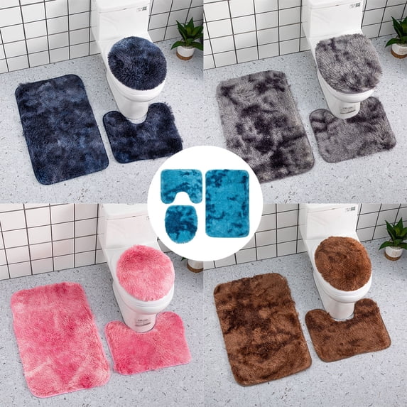 Viflosae Toilet Seat Cushion Padded Toilet Seat Entrance Door Non Slip Mat Bathtub Mat Bedroom Carpet Entrance Window Mat Three Piece Bathroom Toilet Carpet Mat