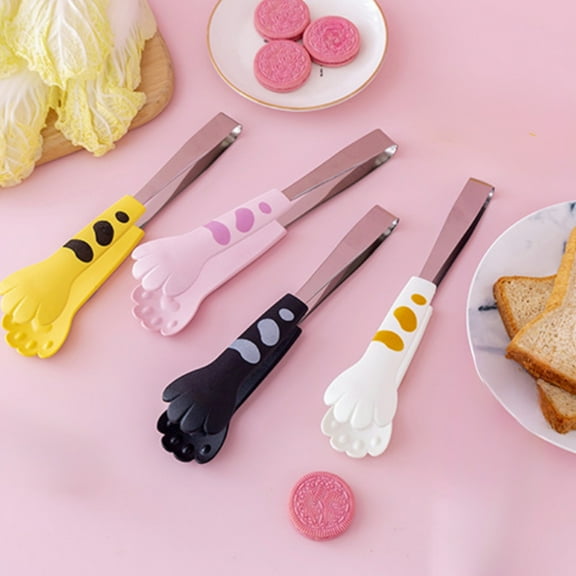 Viflosae Tongs Tongs for Serving Food Cute Cats Paw Shaped Food Tongs Stainless Steel Heat Resistants Type Suitable for Grilling Bread and Lemon Slices Clamping for Camping & Outdoor Cooking