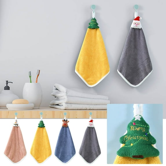 Viflosae Towels for Bathroom Towel Christmas Gift Hanging Hand Towel Fleece Absorbent Towel Household Kitchen and Bathroom Hanging Towel for Christmas Tree Decorating and Holiday Festivities