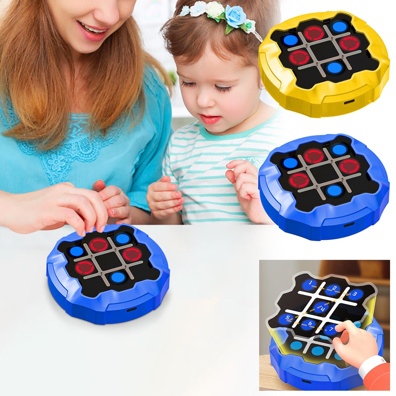 Viflosae Toys for Ages 5-7 Gifts for a 3 Year Old Boy 4 In 1 Handheld Puzzle Game Console Electronic Game Puzzle And Growth Portable Travelling Game Board Game for Ride Along Childre