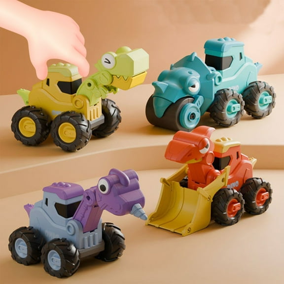 Viflosae Toys for Boys 4-6 Gifts for Two Year Old Boy Race Car Educational Children's Toy Car Dinosaur Engineering Vehicle Press and Go Excavator Boy's Gift