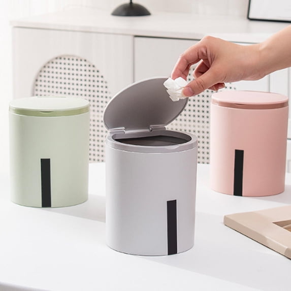 Viflosae Trash Can Garbage Bin Garbage Bin Countertop Wastebasket Push Button Multipurpose 15.7x12.5x13cm Small Recycle Bin for Bedside Tables Desktop