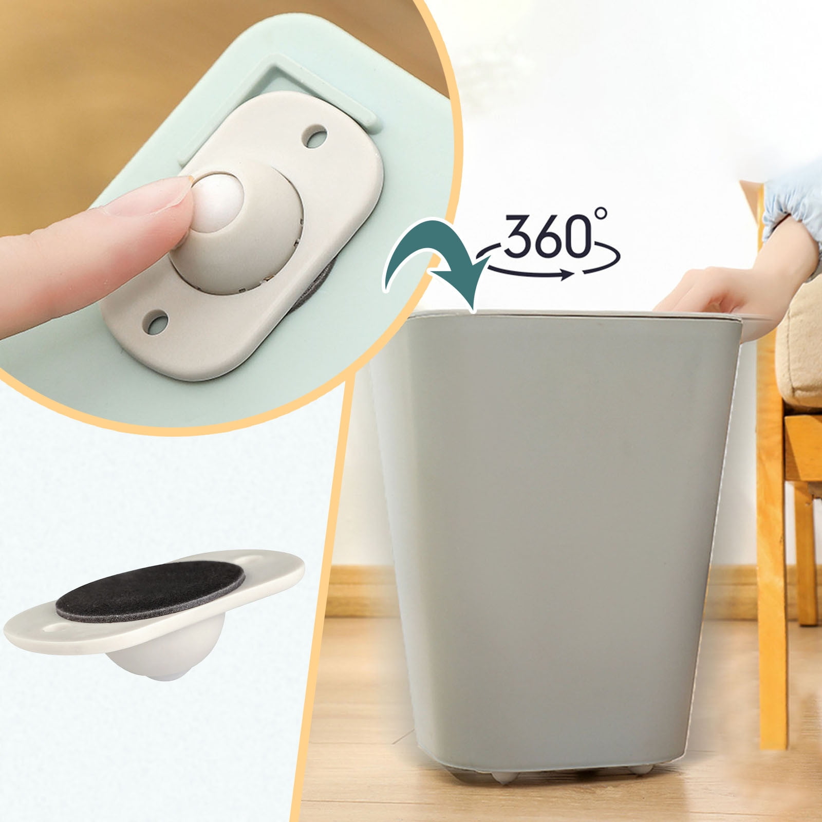 Viflosae Trash Can Modern Waste Basket 4 Small Wheels At The Bottom