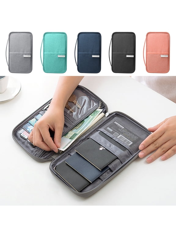 Travel Passport Bag Multi Functional Card Organizer Portable Document Holders Blocking Travel Wallet Secure Zipper Pouch Compact Crossbody Bag for Men Women Vacation Business Trip