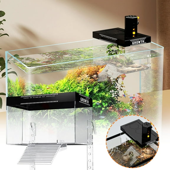 Viflosae Turtle Tank with LED Lighting Turtle Platforms Large Acrylic Terrarium Platforms Aquarium Water Turtle Sunbathing Accessories for Reptiles and Amphibians