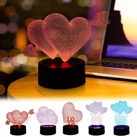 Viflosae Valentine's Day Love LOVE Heart Series Night Light Gifts Acrylic Led Vision Table Lamps Electronics Gadgets