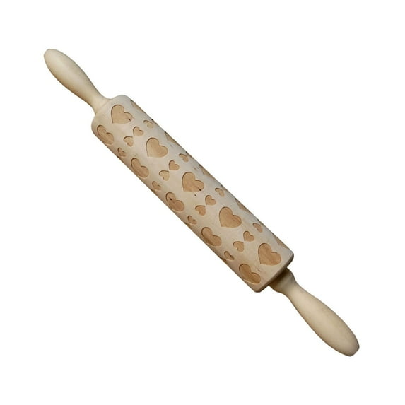 Viflosae Valentine's Day Rose Rolling Pin Wooden Carving Rolling Pin Cookies Dough Stick Valentines Day Gifts for Her