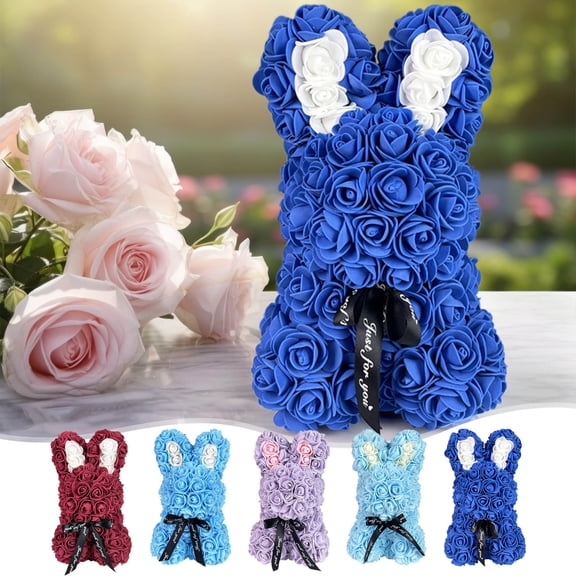 Viflosae Valentine's Day Simulation Rose Bunny Cuddle Bunny Birthday Gift Foam Bunny Valentines Day Gifts for Him Gift for Anniversary, Birthday, Christmas