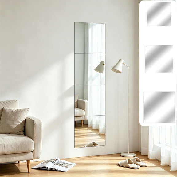 Viflosae Vanity Mirror Mirror Vanity Block Peel and Stick Adhesive Acrylic Mirror Wall Stickers DIY Decorative Mirror Tiles for Bathroom and Home Decoration