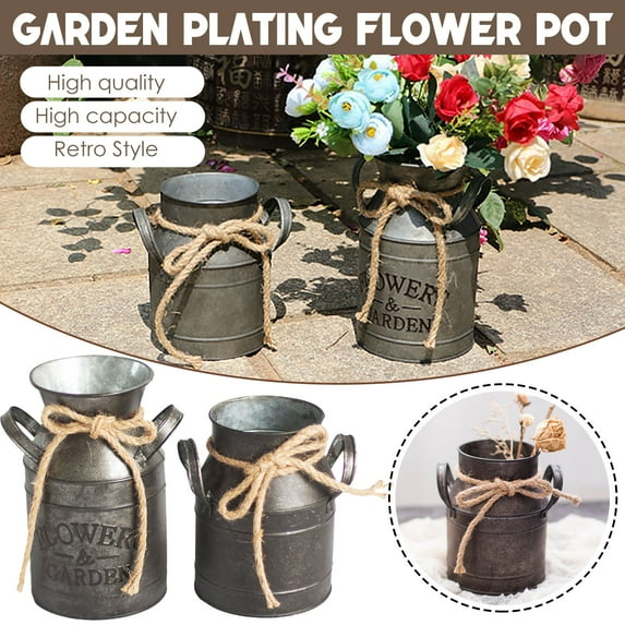 Viflosae Vase Flower Vase Table Decorations Vintage Shabby Iron Milk Jug Garden Plating Flower Flower Vase Pot Decor