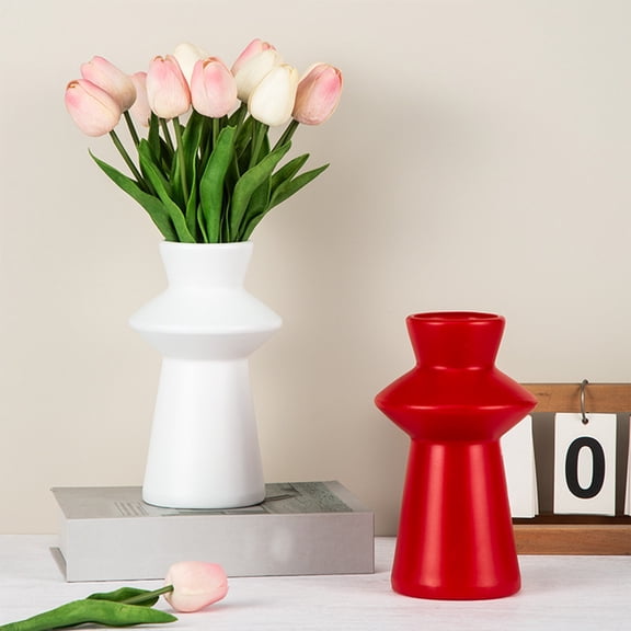 Viflosae Vases for Centerpieces Office Decor Plastic Vase Ornament Dry Flowers Plants and Pampas for Coffee Or Dining Tables Office Desks Or Shelves for Office Desk