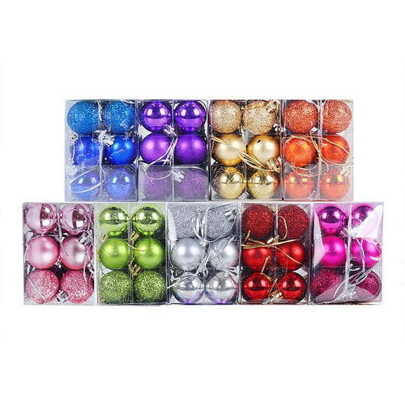 Viflosae Vintage Christmas Ornaments Christmas Tree Ornaments Set 24PCS Christmas Tree Decorations with Bright and Sparkling Powder Balls Plastic Christmas Colored Balls and Small Pendants