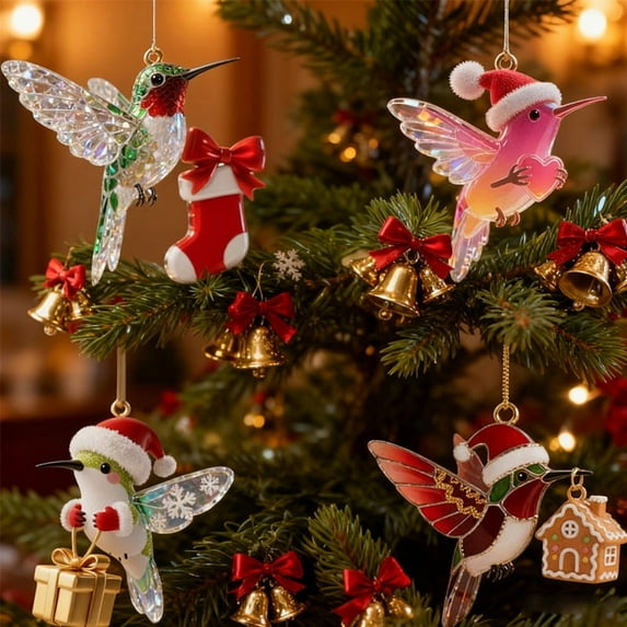 Viflosae Vintage Christmas Tree Ornaments Christmas Ornament 2025 Gifts for Women Birds Wear Santa Hat Ornaments for Christmas Tree Hanging Decor for Door Yard Gift Exchange Idea