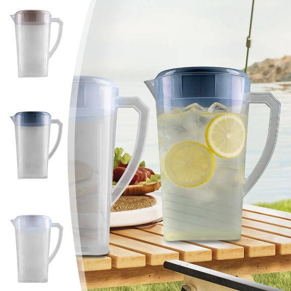 Viflosae Water Pitcher with Lid Pitchers for Drinks 3L Plastic Water Pitcher with Lid Handle Clear Measuring Jug Large Capacity Cold Water Kettle for Iced Tea Juices Lemonade Home Kitchen