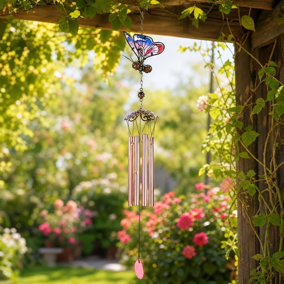 Viflosae Windchimes Memorial Wind Chimes Stained Glass Wind Chime Hand Colorful Garden Decor Outdoor Art Hanging Ornament for Garden Gift